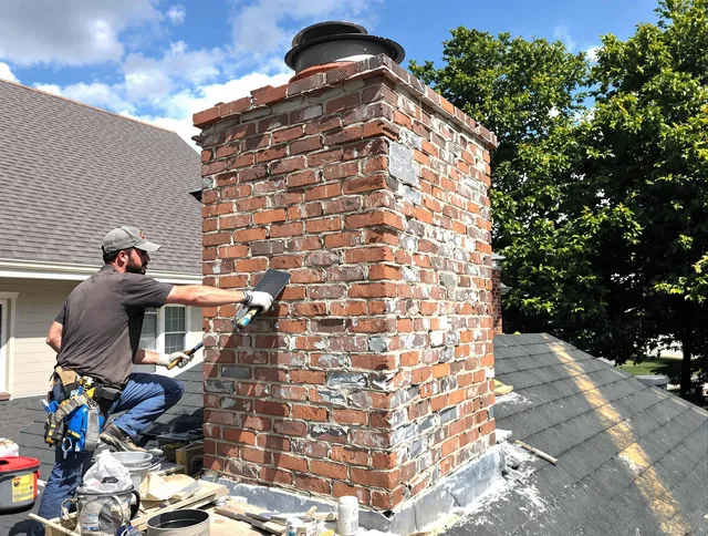 Completed chimney rebuild by Monroe Chimney Sweep in Monroe, NC