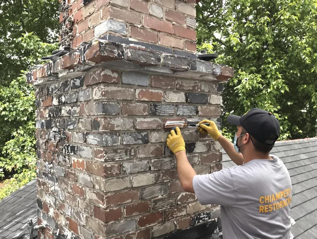 In-progress chimney restoration by Monroe Chimney Sweep in Monroe, NC