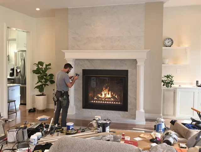 Newly installed fireplace by Monroe Chimney Sweep in Monroe, NC